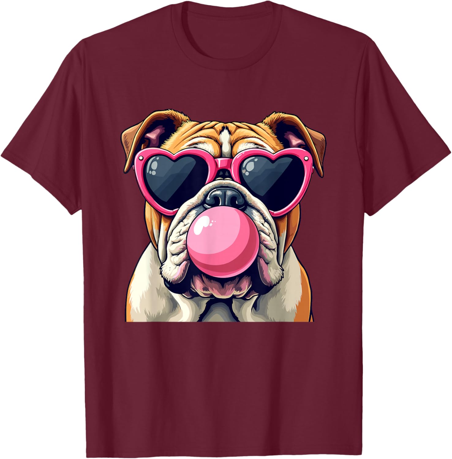 Bulldogs Preppy Mascot Bulldogs Blowing Bubble Girly Mama T-Shirt - T-Shirt | Maroon