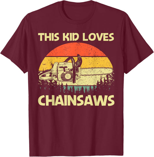 Best Chainsaw Art For Kids Boys Lumberjack Arborist Chainsaw T-Shirt - T-Shirt | Maroon