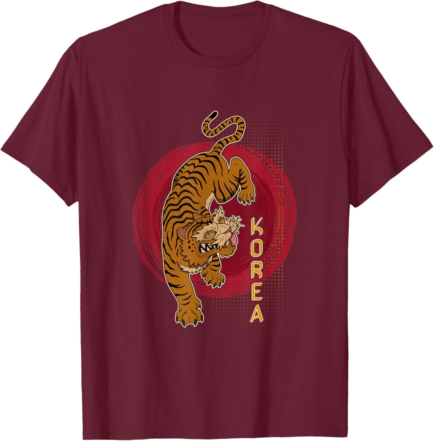 Korea tiger national souvenir ancestry Seoul Asian tourist T-Shirt - T-Shirt | Maroon