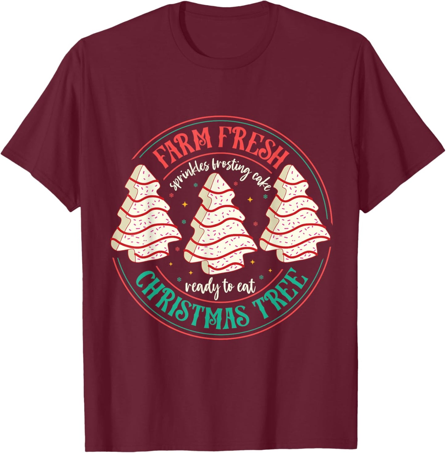 Farm Fresh Christmas Tree Cakes -Kids Black Christmas Tree Holiday T-Shirt - T-Shirt | Maroon