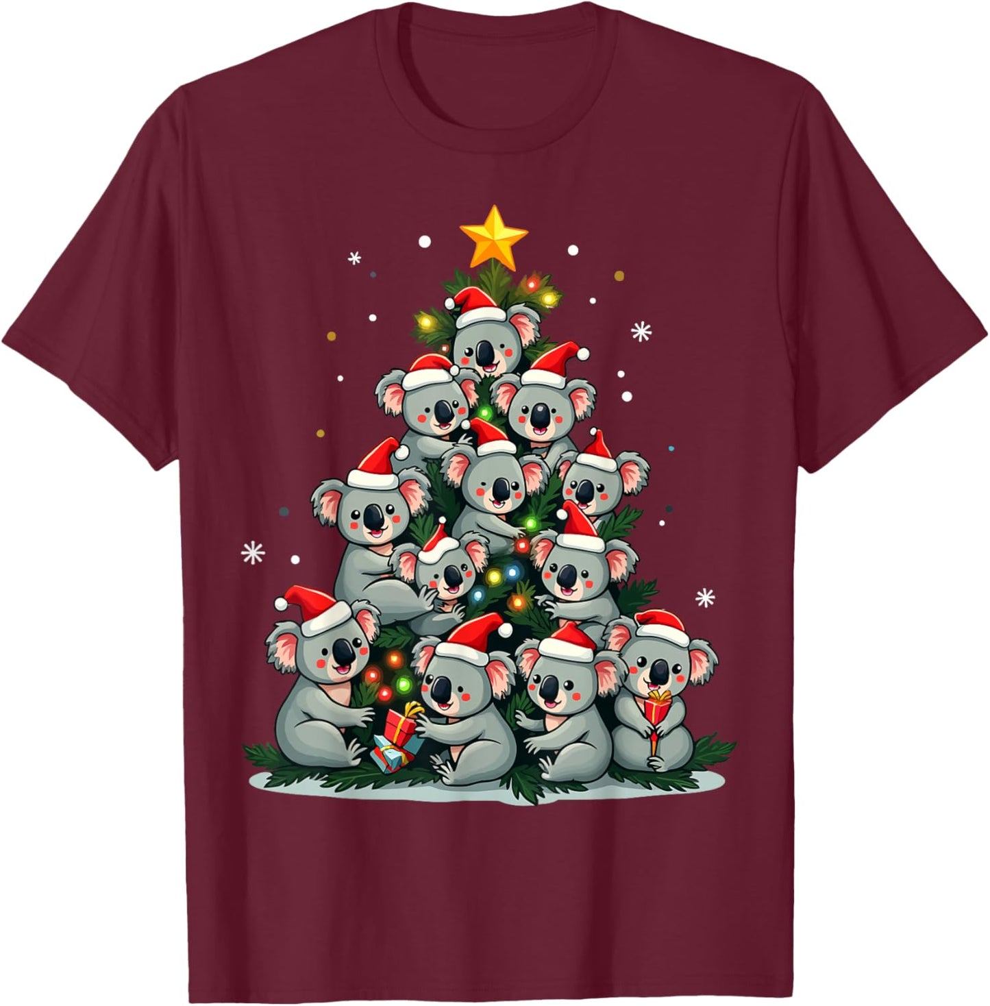Koala Christmas Tree Funny Bear Holiday Cute Koala T-Shirt - T-Shirt | Maroon