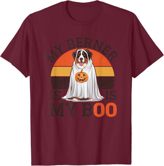 Halloween Costume Bernese Mountain Dog My Berner Is My Boo T-Shirt - T-Shirt | Maroon