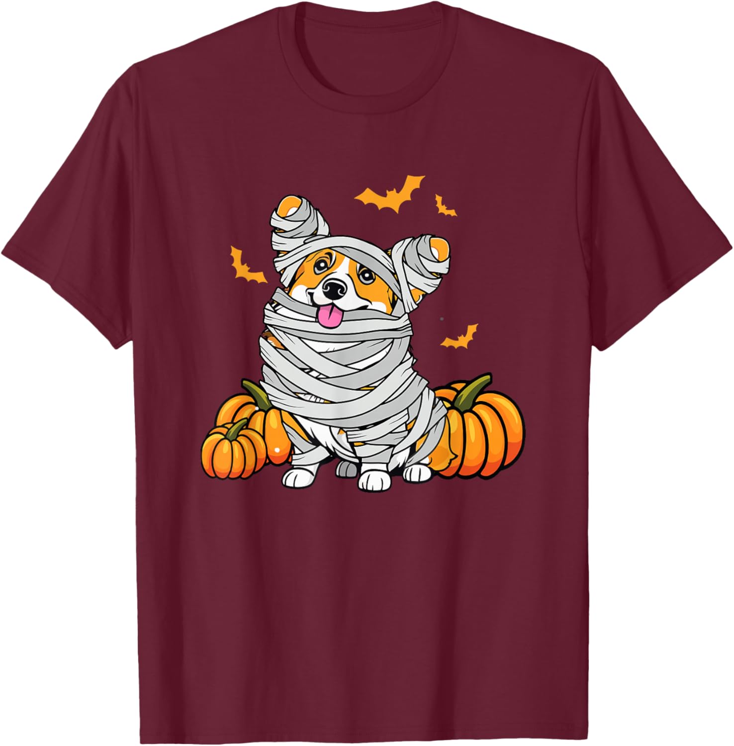Cute Halloween Welsh Corgi Mummy Costume Dog Lover Pumpkin Women Kids T-Shirt - T-Shirt | Maroon