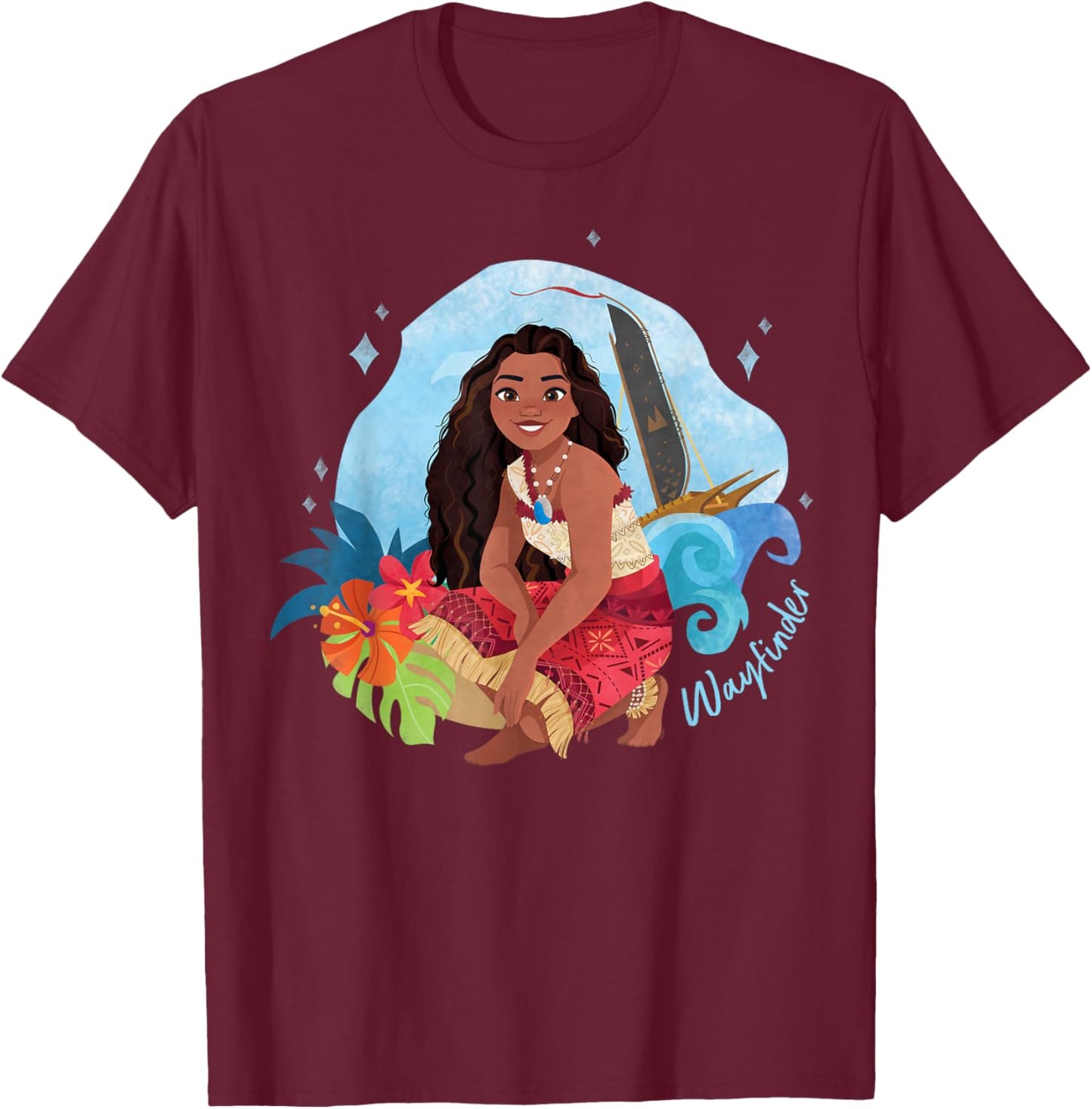 Disney Moana 2 Island Art Wayfinder Moana T-Shirt - T-Shirt | Maroon