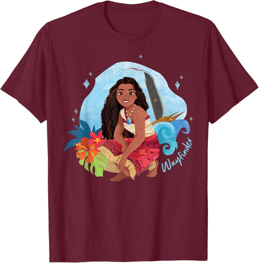 Disney Moana 2 Island Art Wayfinder Moana T-Shirt - T-Shirt | Maroon