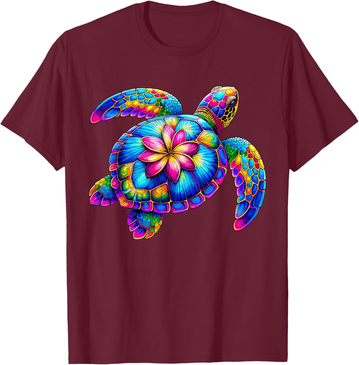 Hawaiian Sea Turtle Tie-Dye Hawaii Colorful Beach Summer T-Shirt - T-Shirt | Maroon
