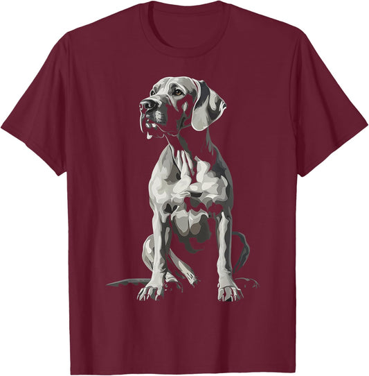 Great Dane Dog Graphic Pet Artwork Great Dane T-Shirt - T-Shirt | Maroon