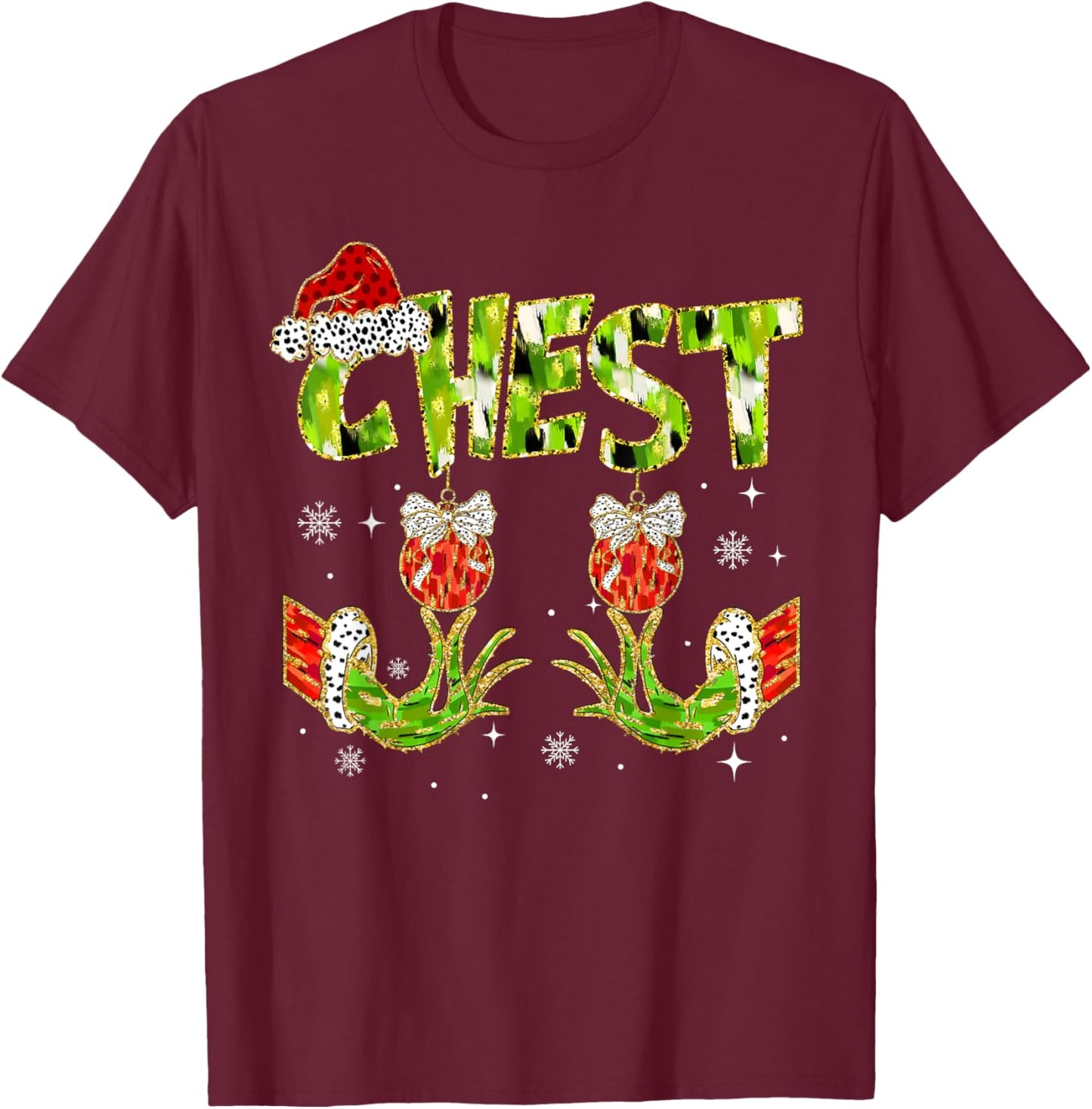 Chest Nuts Matching Chestnuts Funny Christmas Couples Women T-Shirt - T-Shirt | Maroon