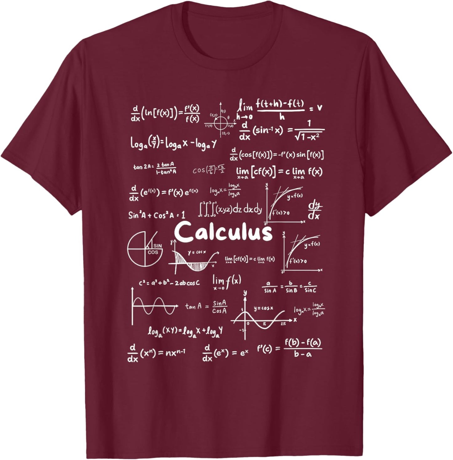 Mastering Essential Calculus Formulas Math Genius Teacher T-Shirt - T-Shirt | Maroon