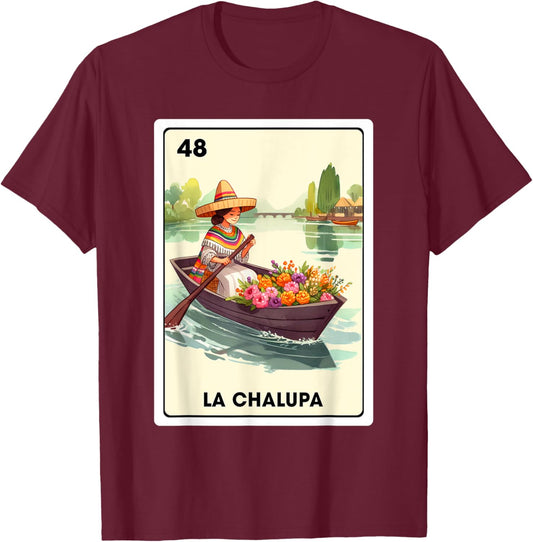 Mexican Slang The Boat La Chalupa Mexican Bingo Card T-Shirt - T-Shirt | Maroon