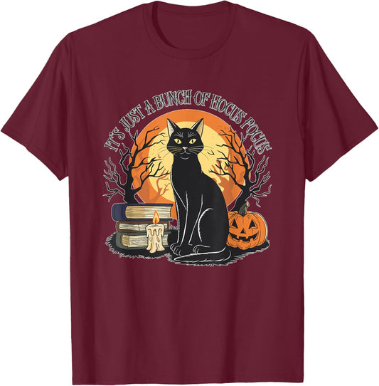 Halloween It's Just a Bunch of Hocus Pocus: Men, Women, Kids T-Shirt - T-Shirt | Maroon