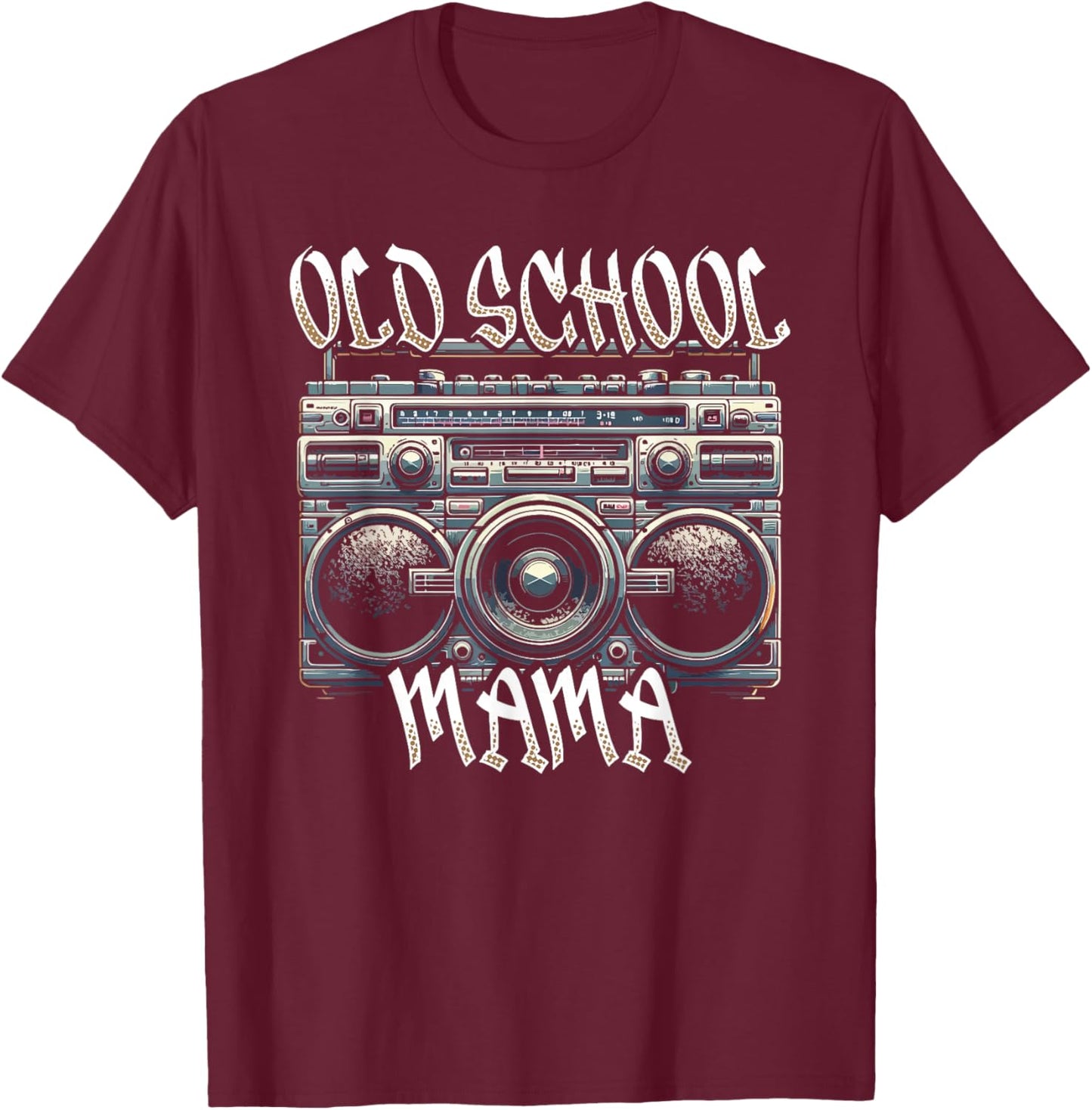 Old School Mama Iconic Music Fan Style T-Shirt - T-Shirt | Maroon