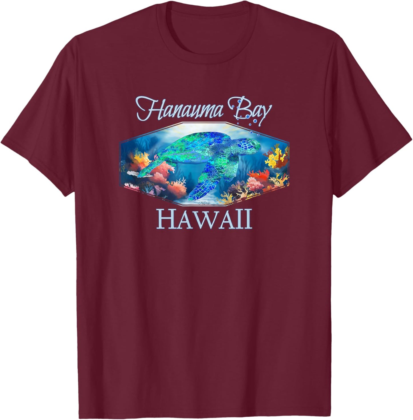 Ocean Life Hanauma Bay Hawaii Saltwater T-Shirt - T-Shirt | Maroon