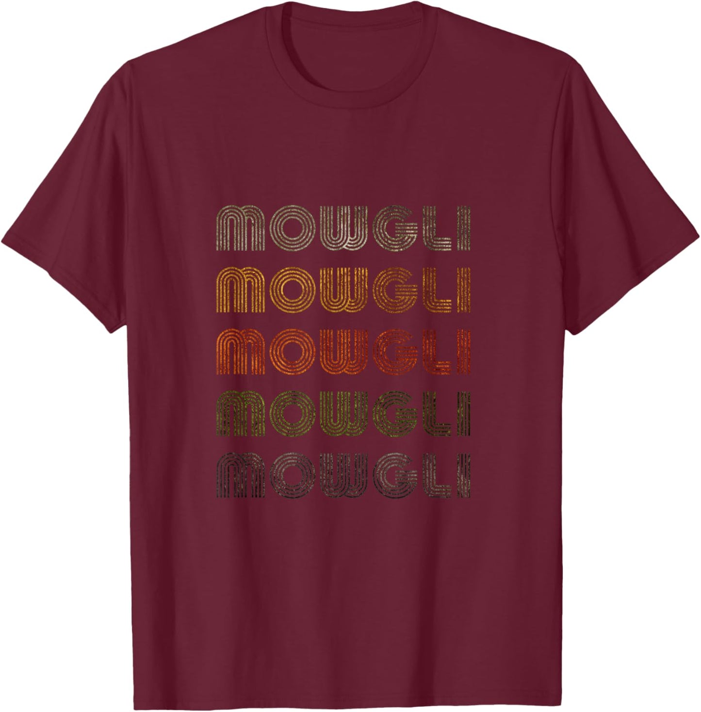Love Heart Mowgli Grunge Vintage Style Black Mowgli T-Shirt - T-Shirt | Maroon