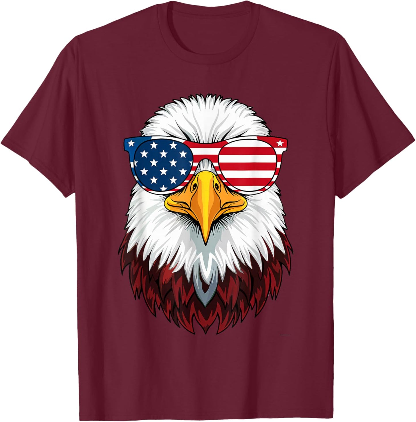 American Flag Patriotic Eagle Shirt Men Boys 4th of July T-Shirt - T-Shirt | Maroon