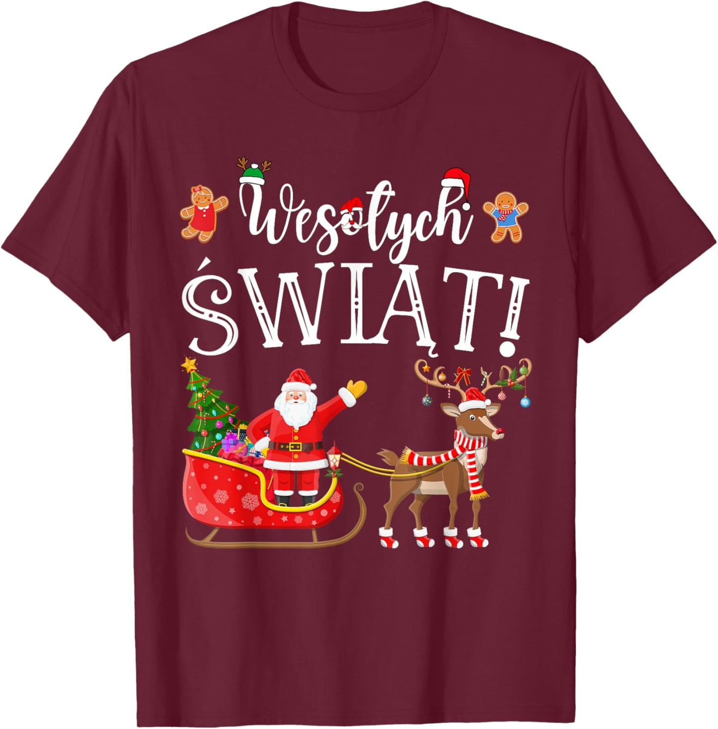 Poland Wigilia Polish Christmas / Wesolych Swiat T-Shirt - T-Shirt | Maroon