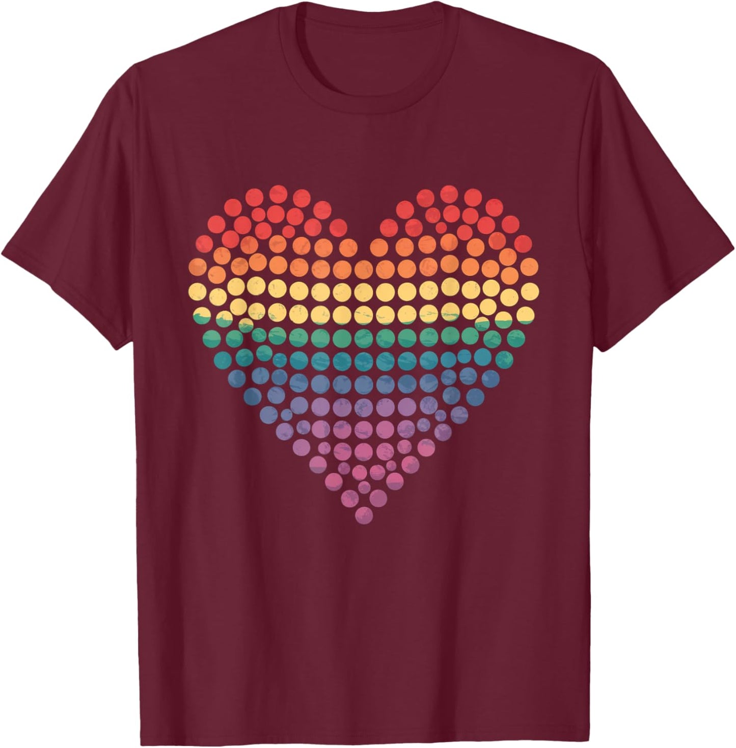 Novelty Love Polka Dot Heart Tops T-Shirt - T-Shirt | Maroon