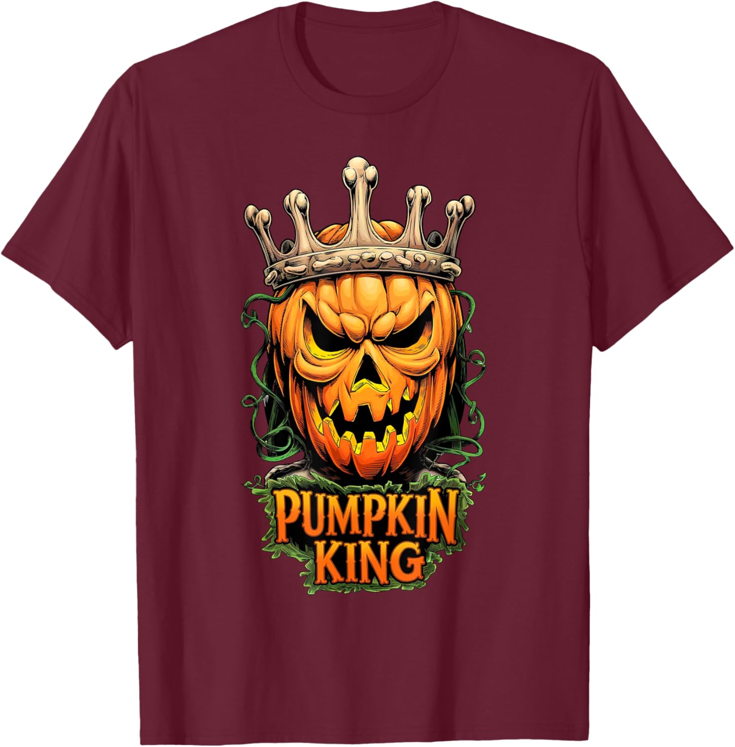 Pumpkin King Halloween Scary Evil Happy Halloween T-Shirt - T-Shirt | Maroon