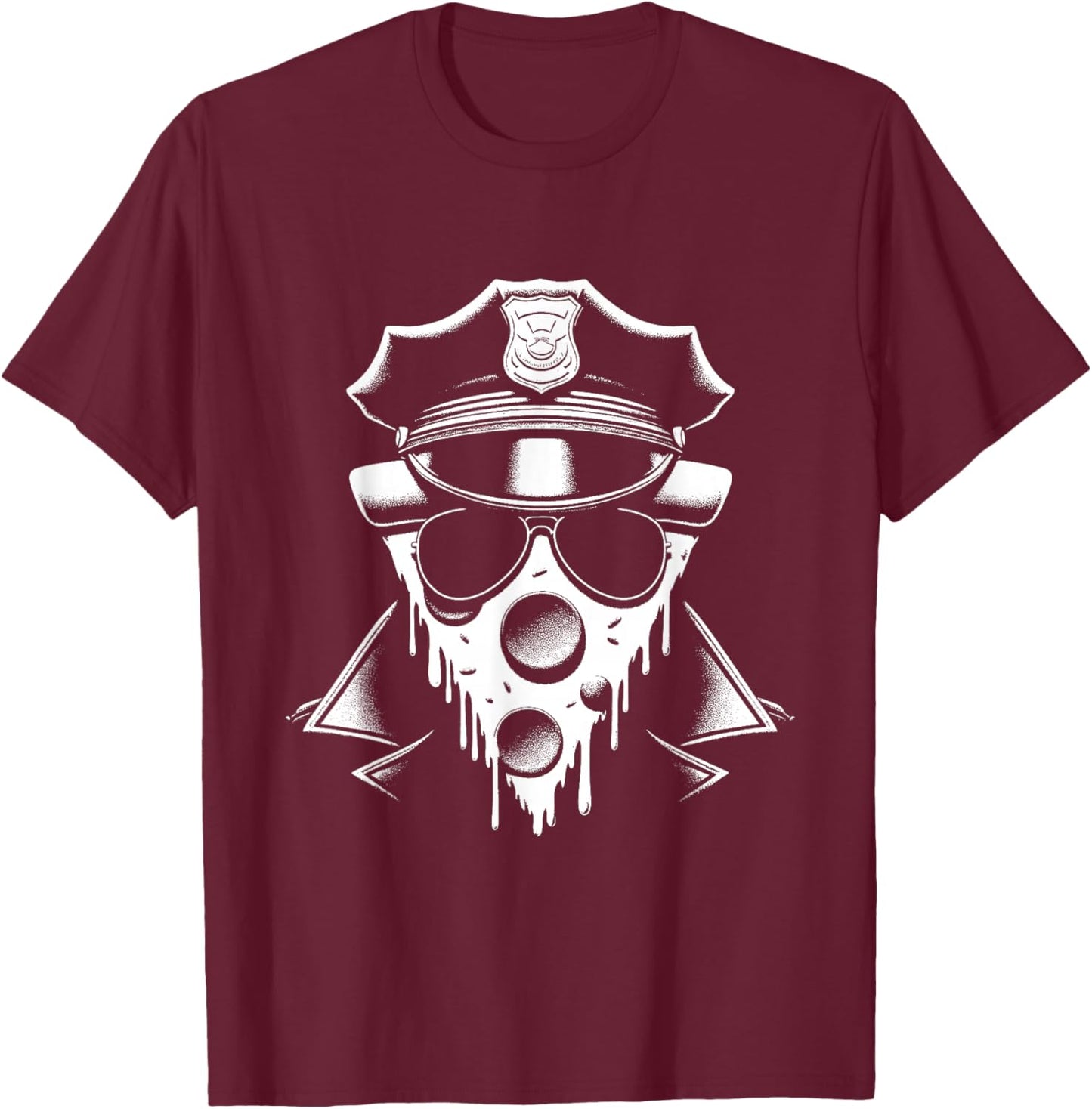 Officer Pizza Slice - Funny Police Face Pizza Lover T-Shirt - T-Shirt | Maroon