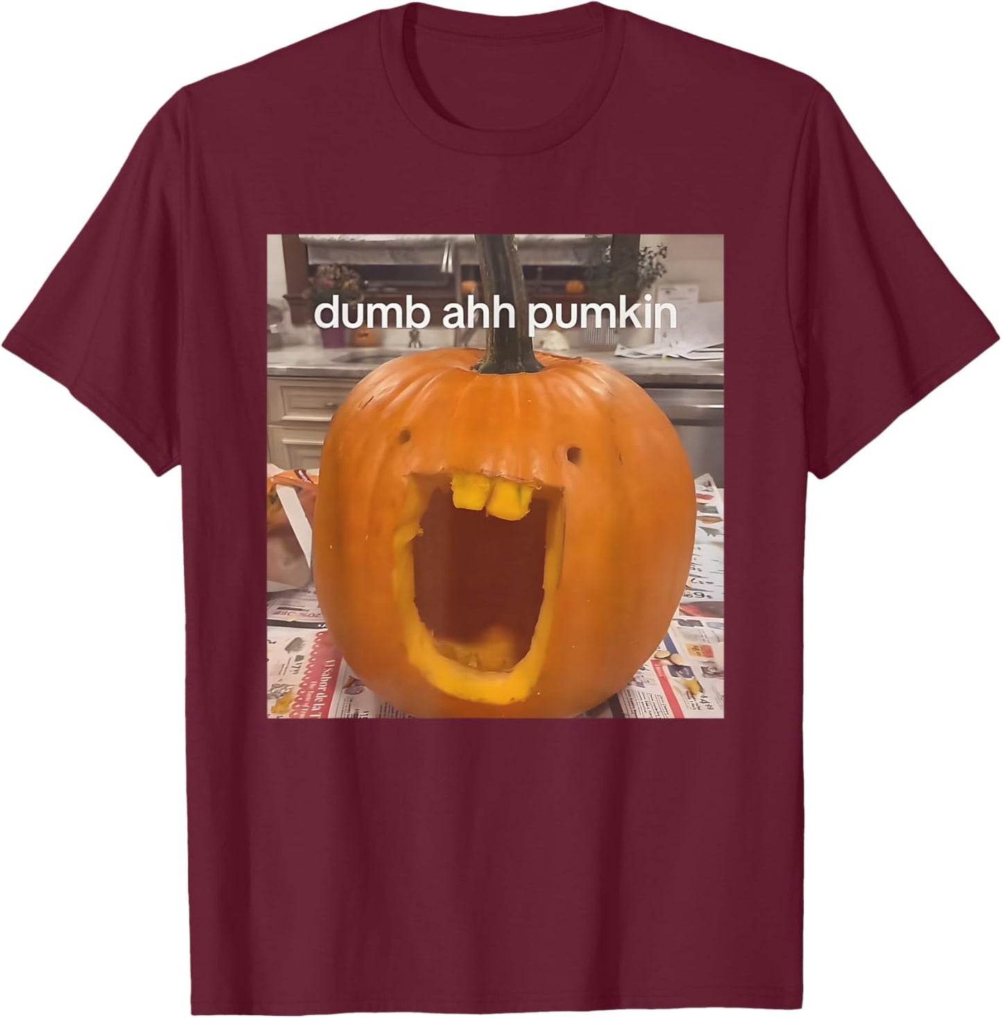 Adults, Kids - Black - Short Sleeve - - Small - Halloween Graphic T-Shirt - T-Shirt | Maroon