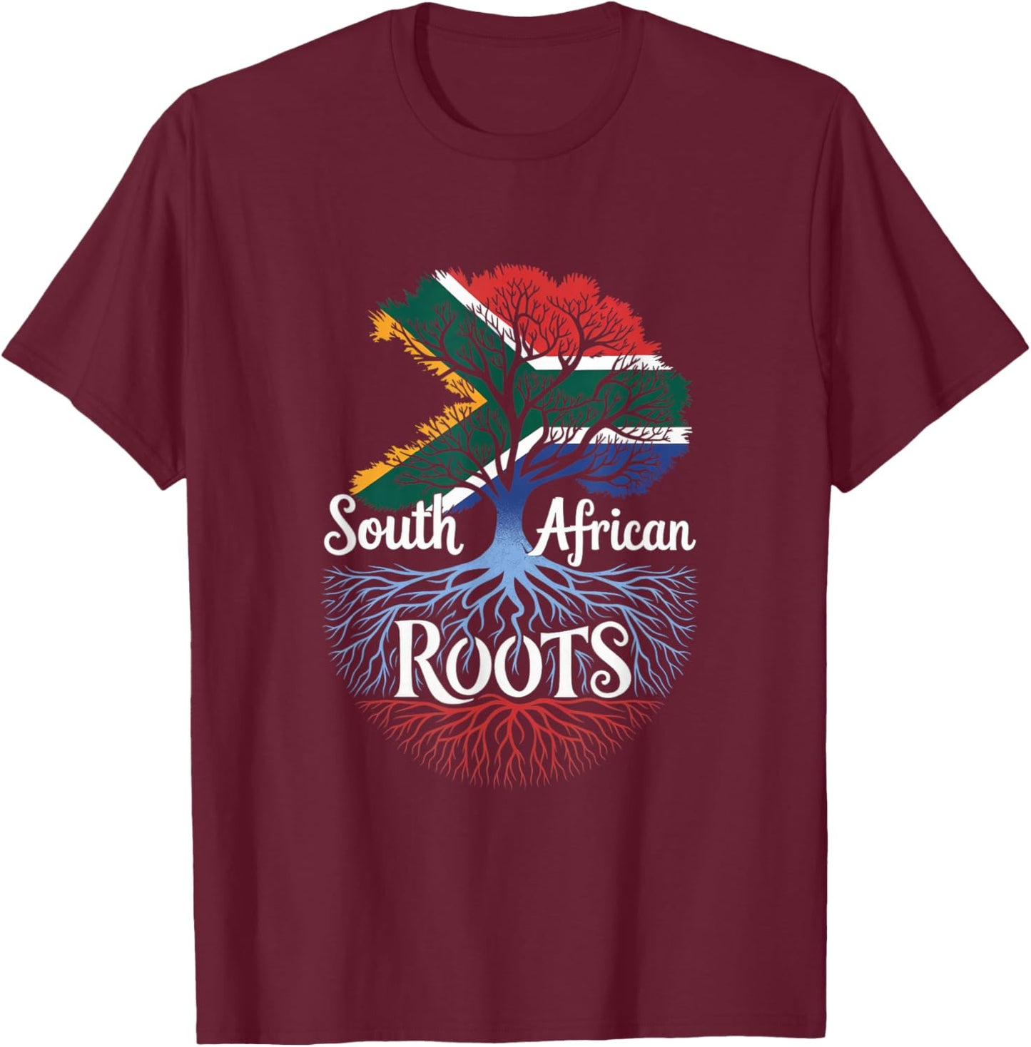 South African Roots - South Africa Flag Family Tree Souvenir T-Shirt - T-Shirt | Maroon
