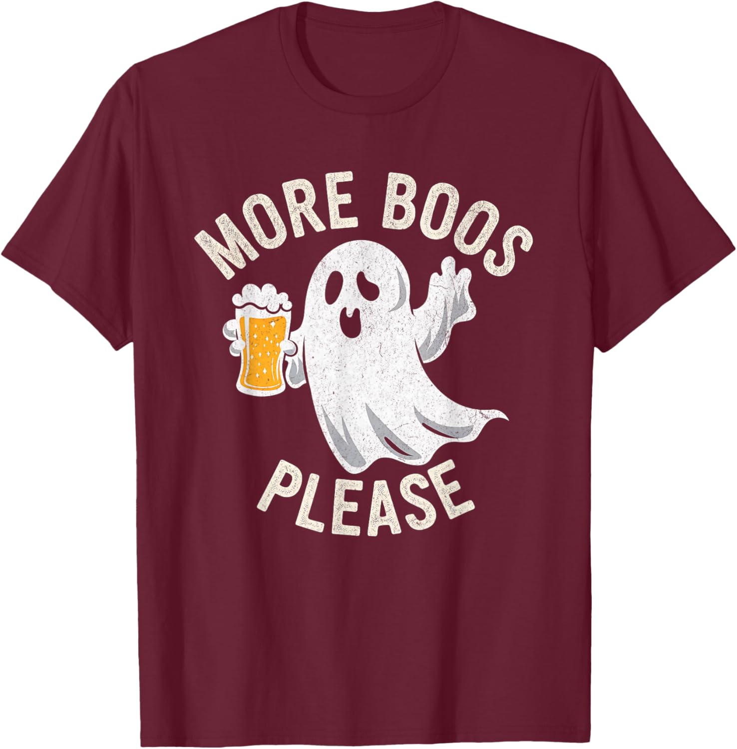 More Boos Please Ghost Funny Halloween Beer Drinking T-Shirt - T-Shirt | Maroon