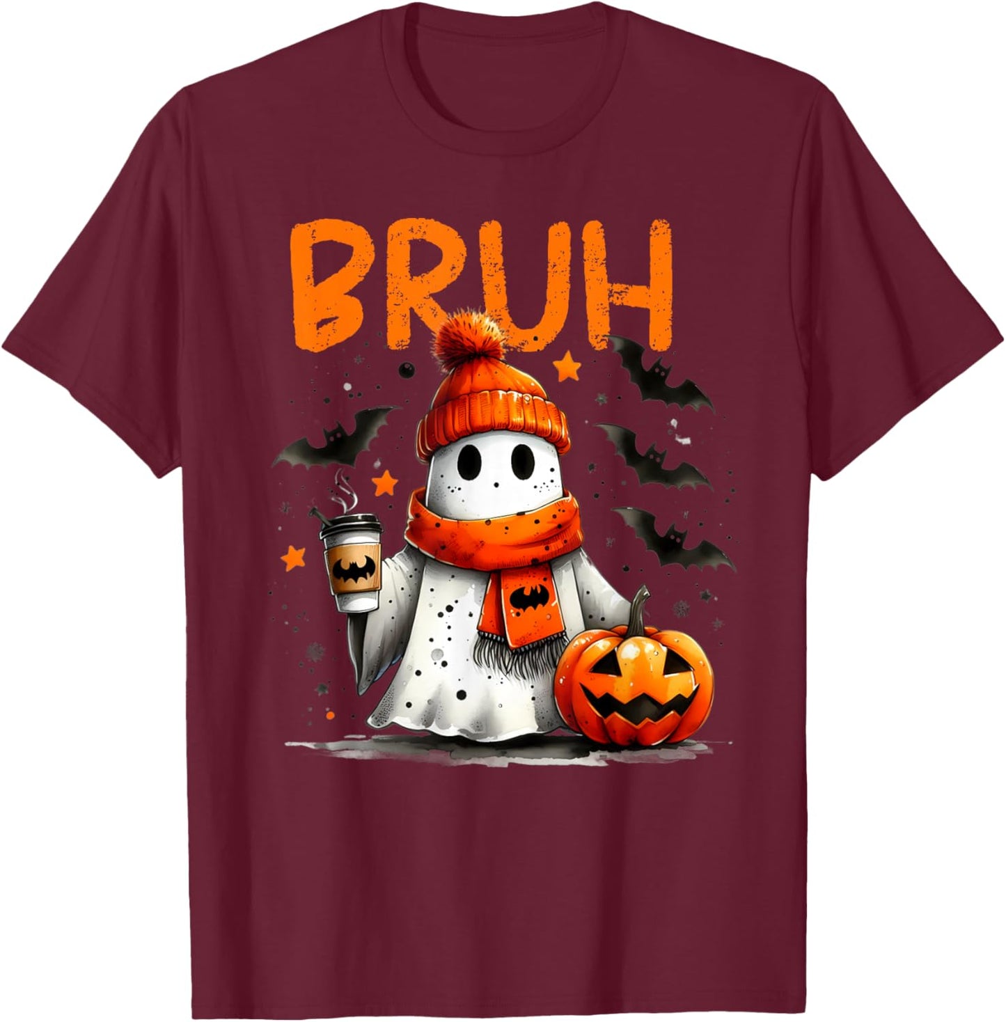Halloween Bruh Crew Boo Ghost Kid Girl Boy Toddler Funny Bro T-Shirt - T-Shirt | Maroon