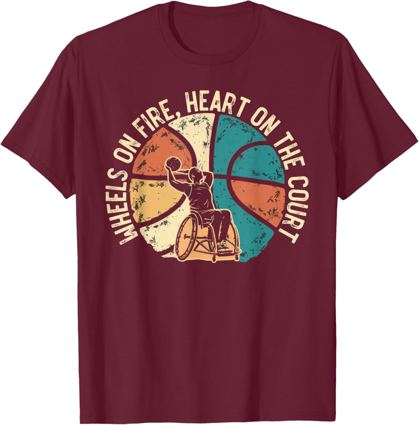 Wheelchair Basketball Player Disabled Disability Handicap T-Shirt - T-Shirt | Maroon
