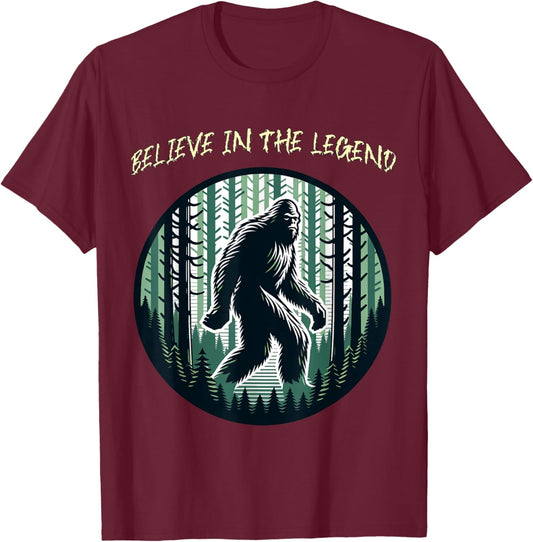 Sassy the Sasquatch Funny Retro Camping Legend Cartoon T-Shirt - T-Shirt | Maroon