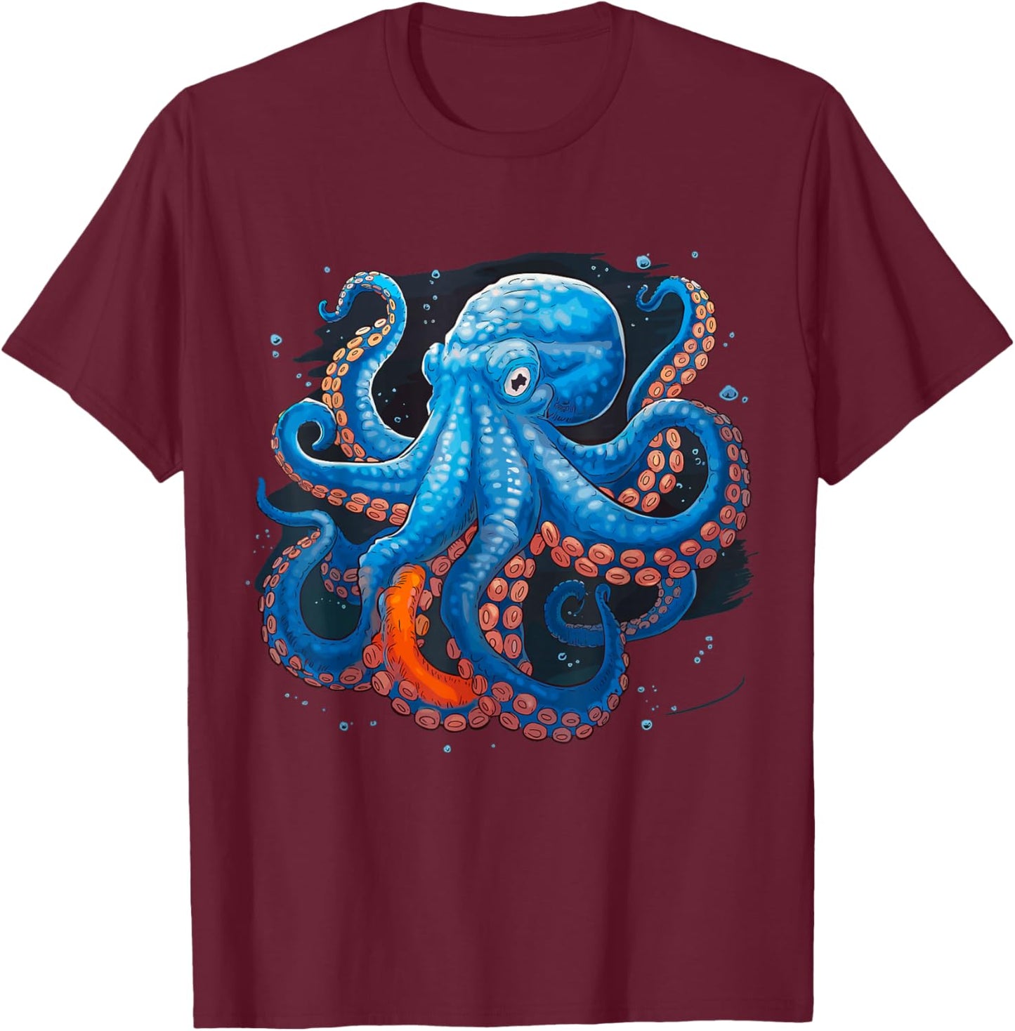 Blue Octopus T-Shirt - T-Shirt | Maroon