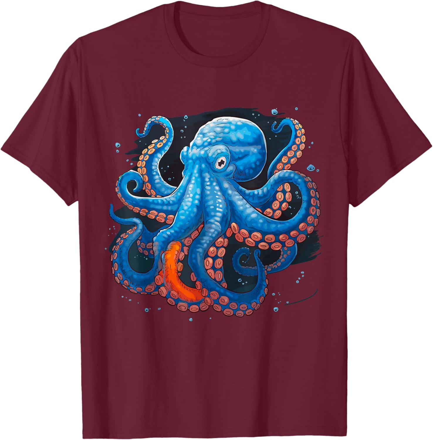 Blue Octopus T-Shirt - T-Shirt | Maroon