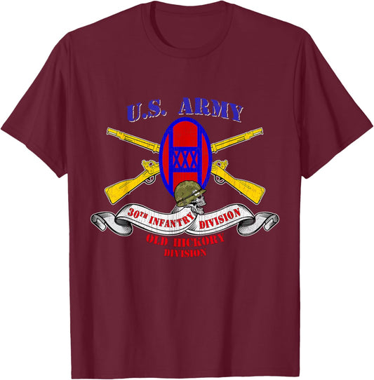 30th Infantry Division 30th ID Veteran Old Hickory Vintage T-Shirt - T-Shirt | Maroon