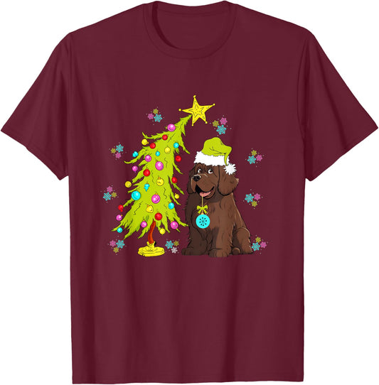 Cute Newfoundland Dog Newfoundland Christmas Women Kids T-Shirt - T-Shirt | Maroon