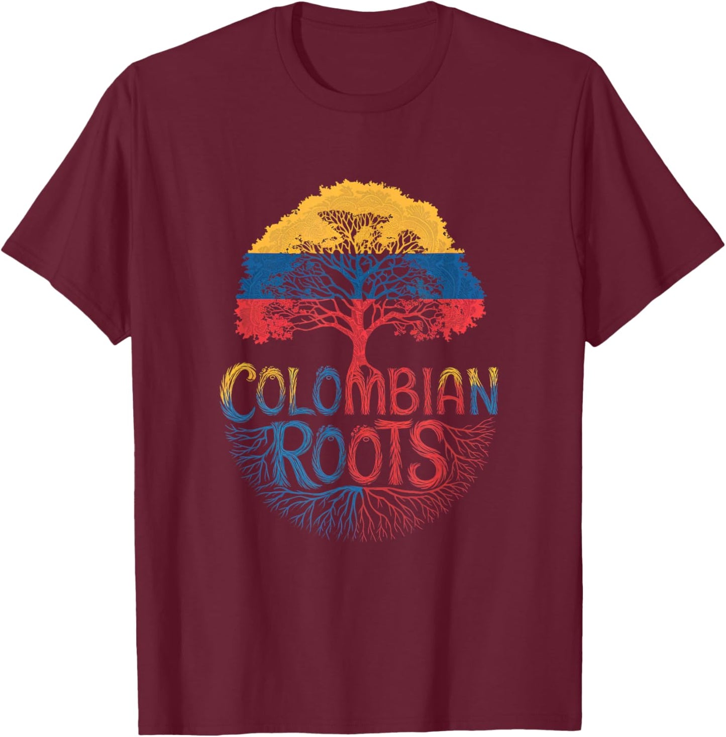 Colombian Roots - Colombia Flag Colors Family Tree Souvenir T-Shirt - T-Shirt | Maroon