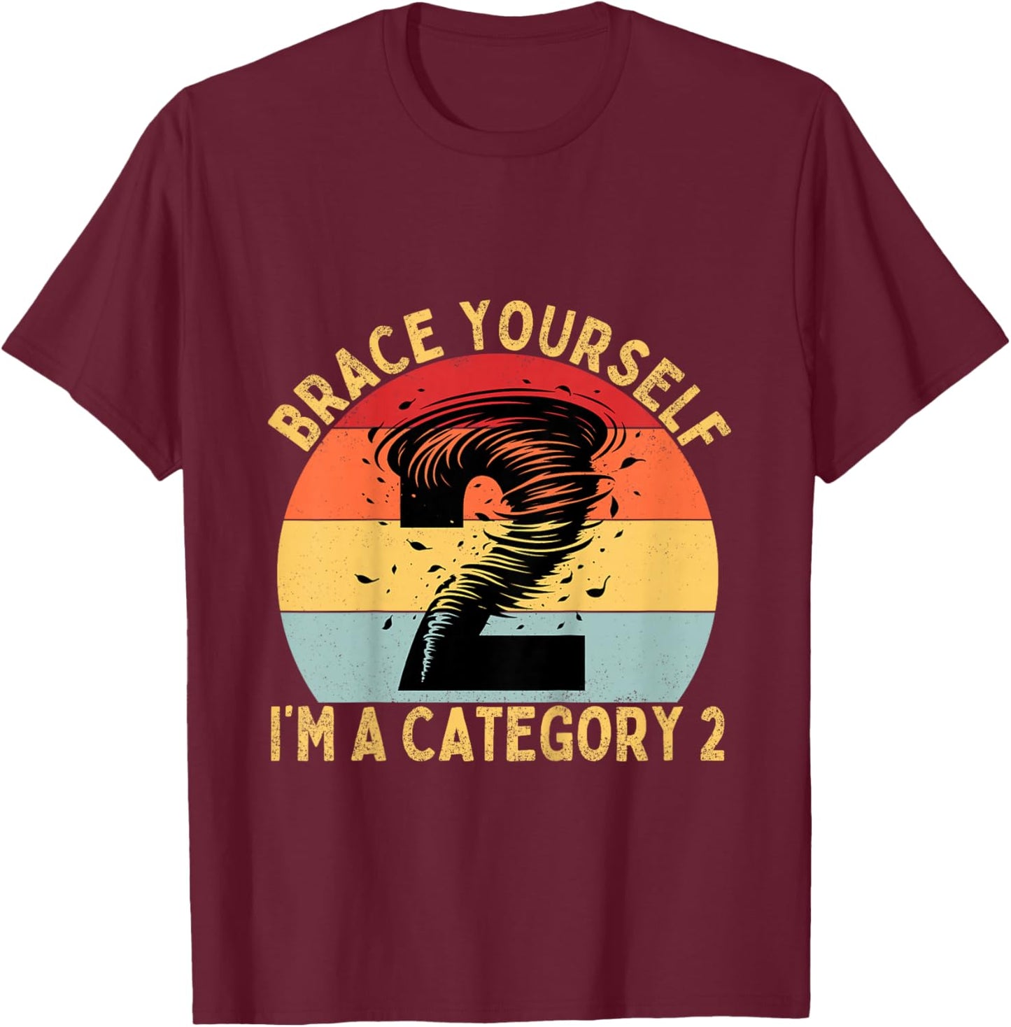 Warning Two-nado 2nd Birthday Tornado Themed Birthday T-Shirt - T-Shirt | Maroon