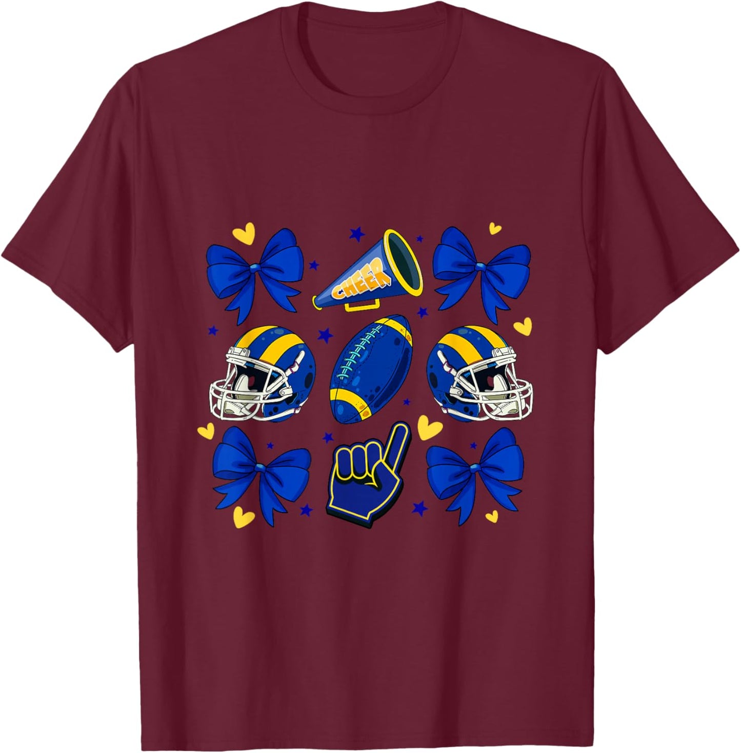 Football Cheer Mom Sister Coquette Bow Game Day Yellow Women T-Shirt - T-Shirt | Maroon