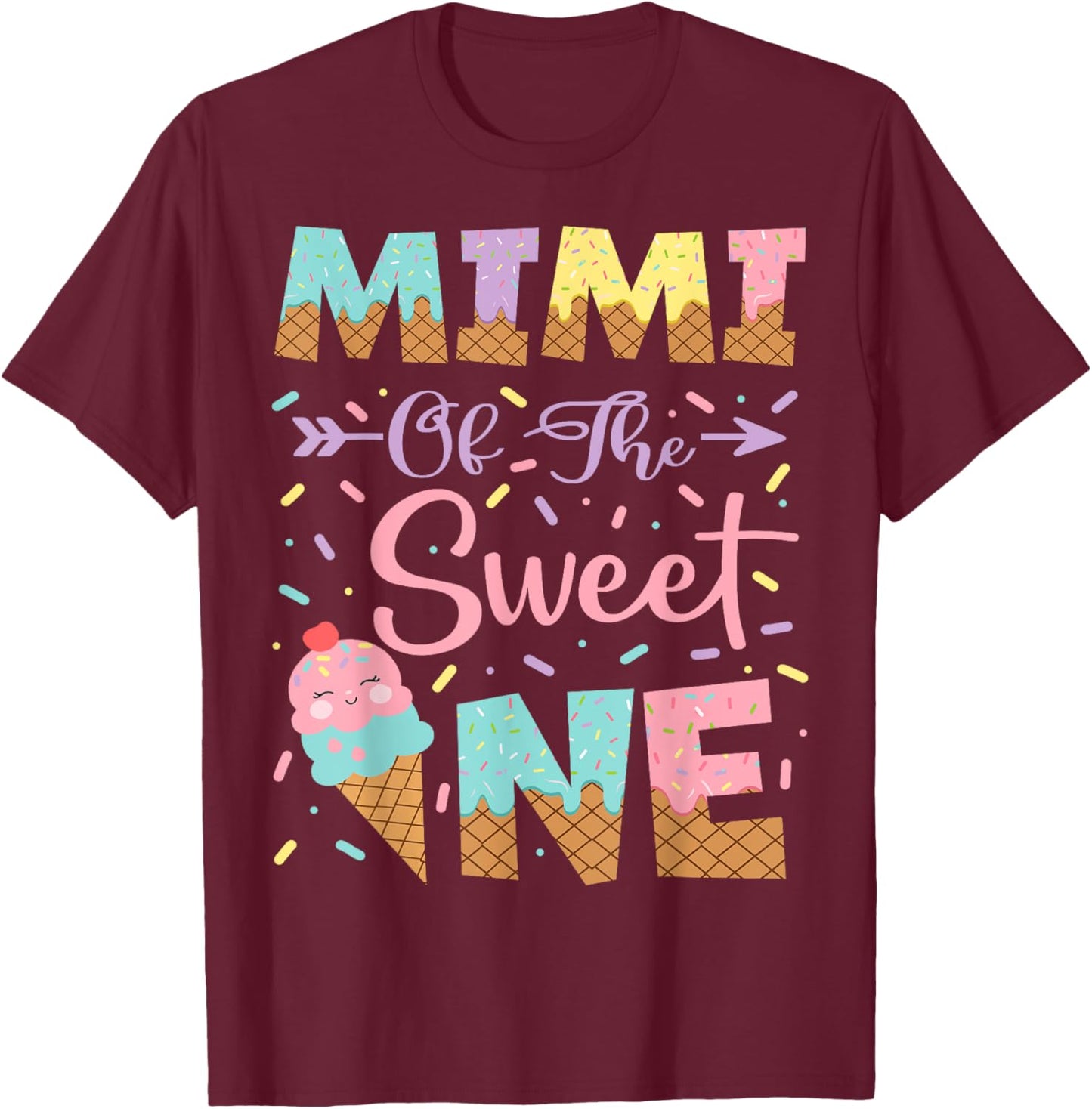 Mimi Of The Sweet One Ice Cream 1St Birthday Girl T-Shirt - T-Shirt | Maroon