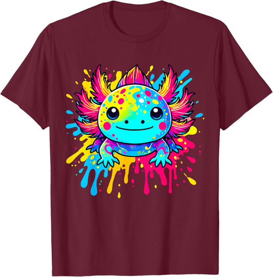 Axolotl Animal Pop Art Cute Axolotl Lover T-Shirt - T-Shirt | Maroon
