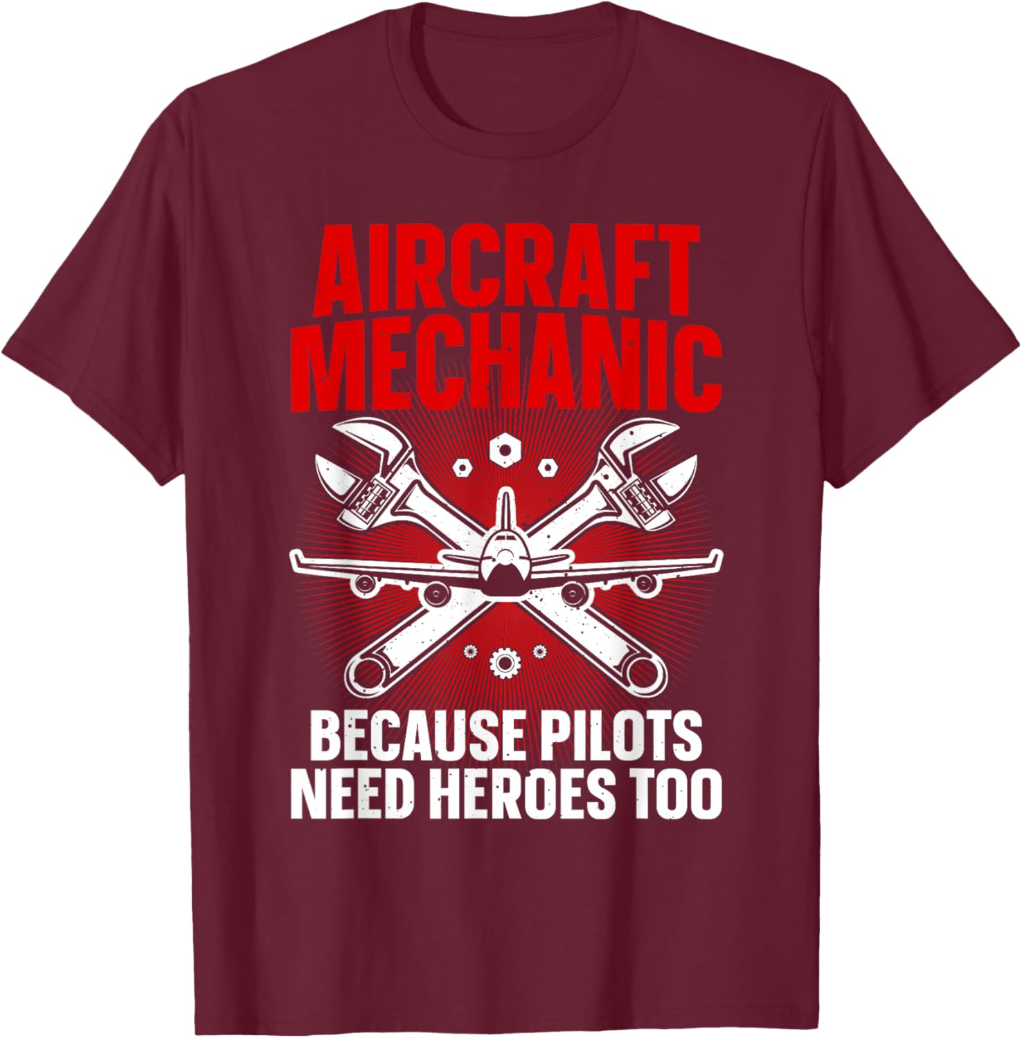 Cool Aircraft Mechanic Art Women Aviation Mechanic T-Shirt - T-Shirt | Maroon