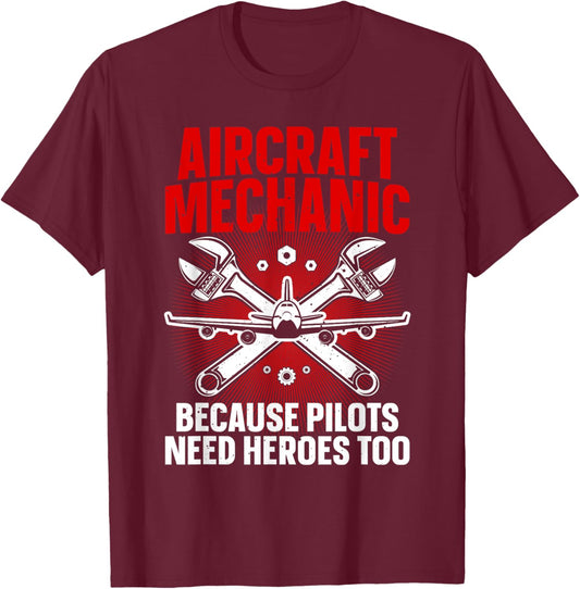 Cool Aircraft Mechanic Art Women Aviation Mechanic T-Shirt - T-Shirt | Maroon