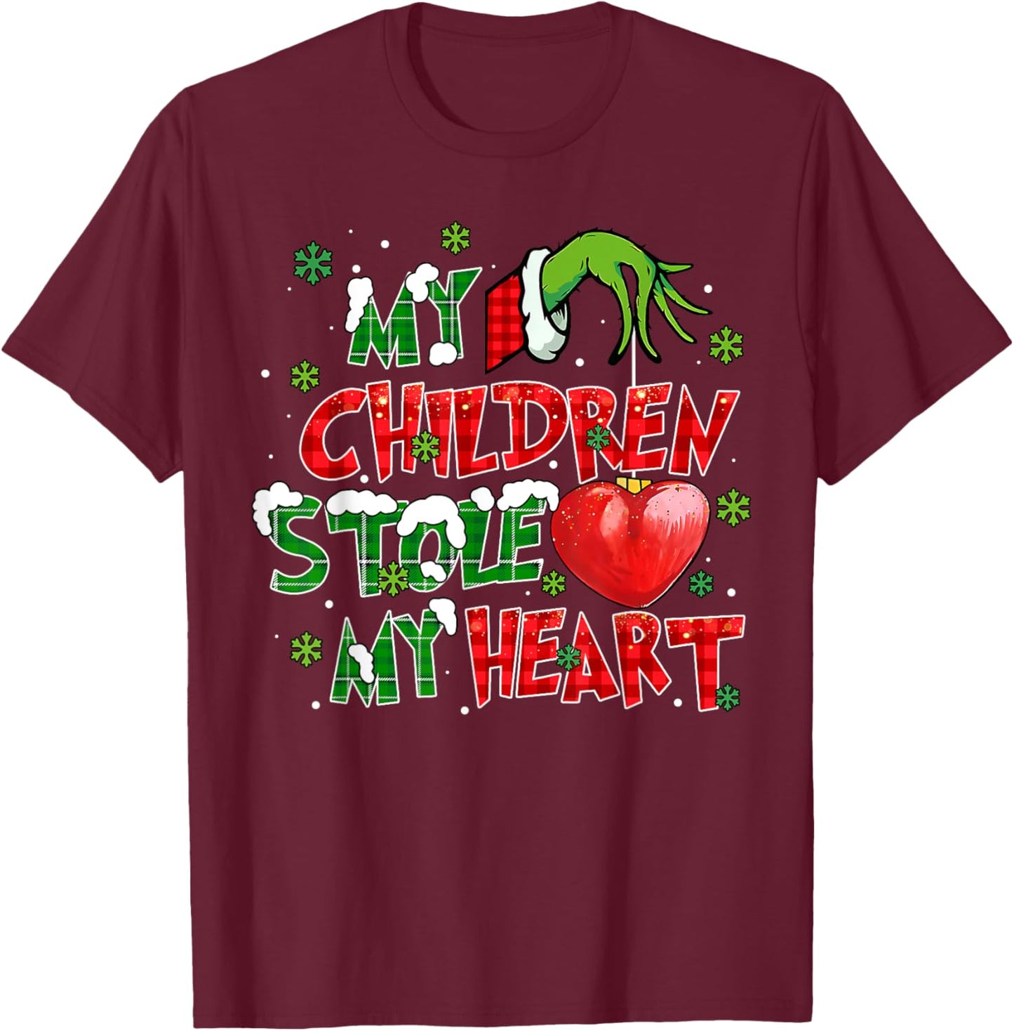 My Children Stole My Heart Xmas Christmas Holiday Teacher T-Shirt - T-Shirt | Maroon