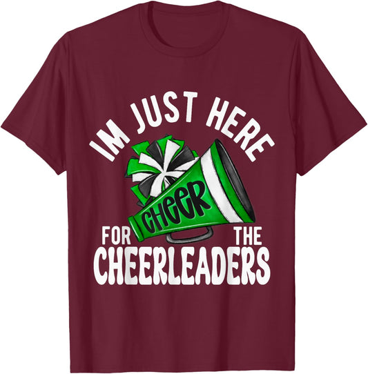 Cheerleader Green Megaphone I'm Just Here Cheerleaders! T-Shirt - T-Shirt | Maroon