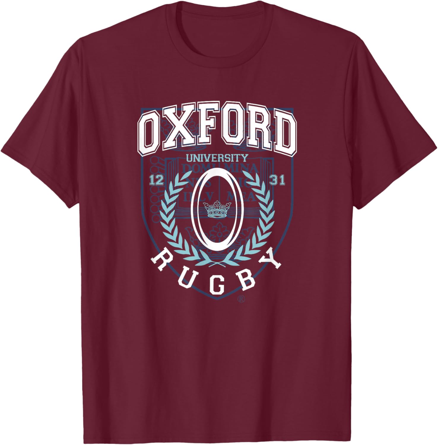 Oxford University Rugby Collegiate Varsitt Sports Apparel T-Shirt - T-Shirt | Maroon