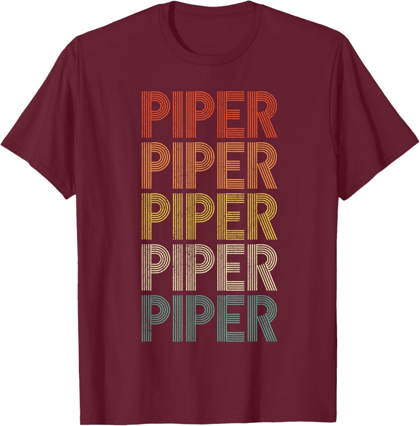 Piper Vintage Retro T-Shirt - T-Shirt | Maroon