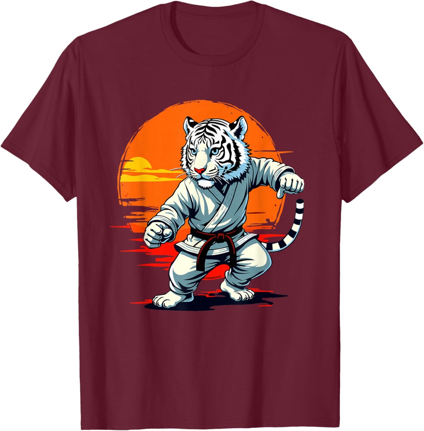 Shotokan Karate Fighter Martial Arts Tiger Funny Karate T-Shirt - T-Shirt | Maroon