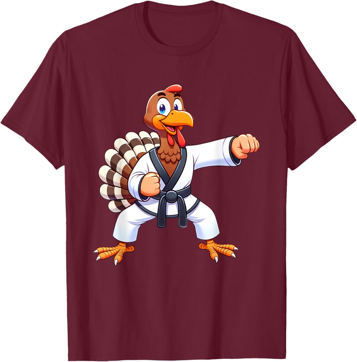 Thanksgiving MMA Kickboxing Judo Karate Turkey Kids Teens T-Shirt - T-Shirt | Maroon