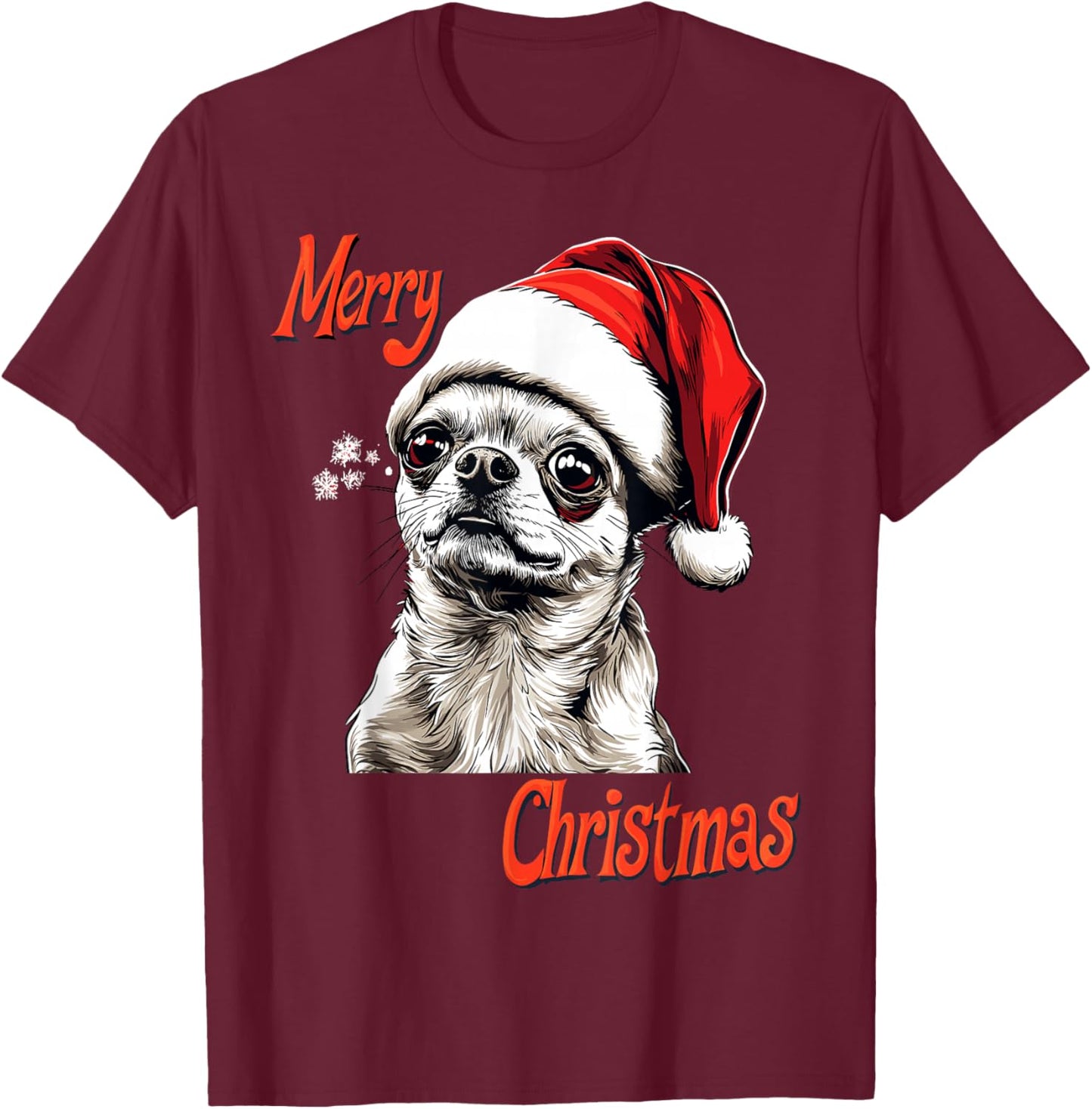 Chihuahua Santa Hat Merry Christmas Xmas Dog Lover Pajama Women Kids T-Shirt - T-Shirt | Maroon