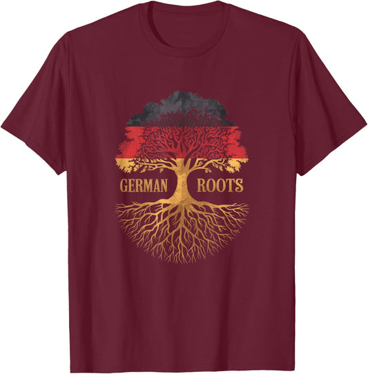 German Roots - Germany Flag Colors Family Tree Souvenir T-Shirt - T-Shirt | Maroon