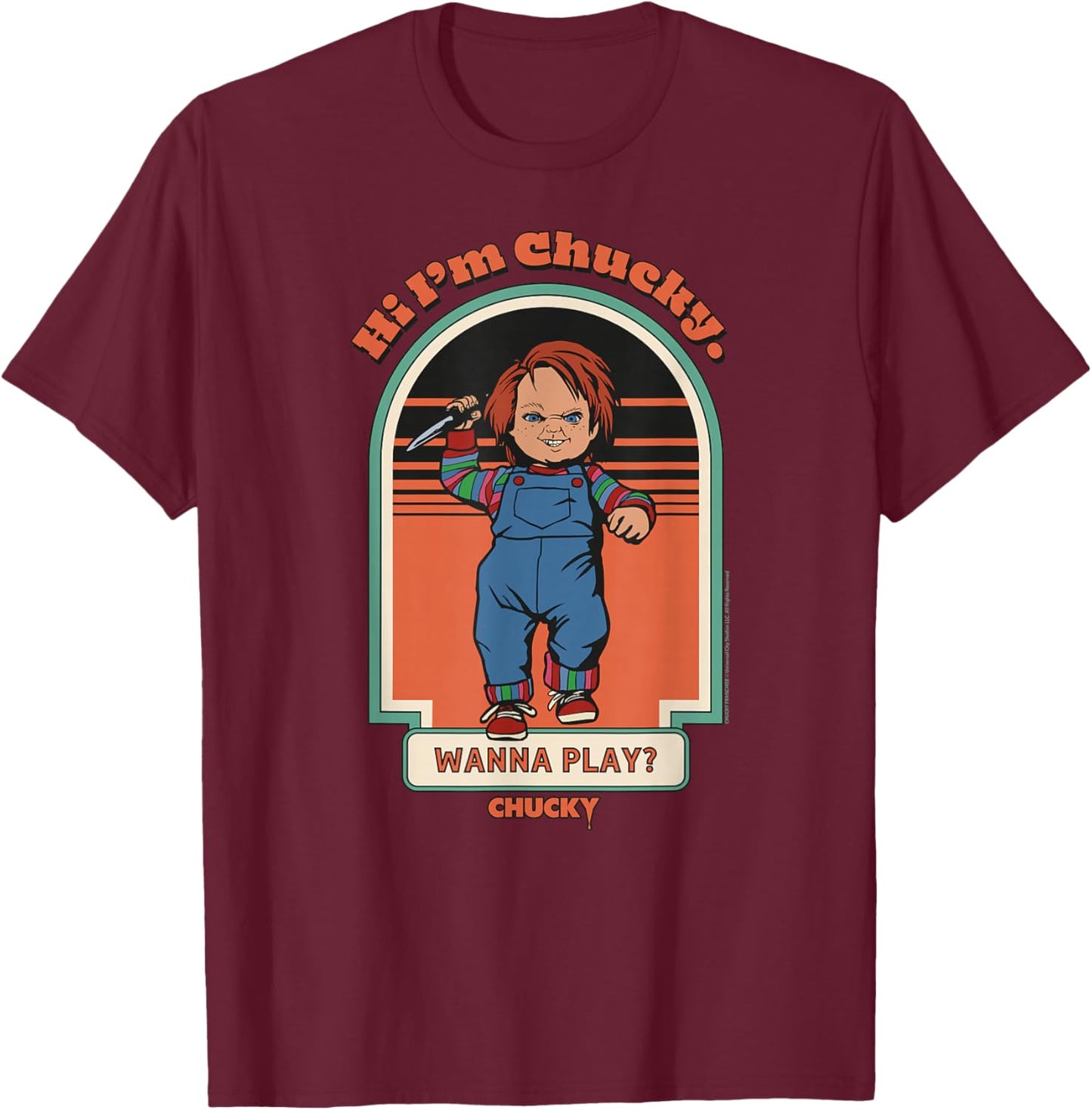 Chucky Hi I'm Chucky Wanna Play Vintage T-Shirt - T-Shirt | Maroon