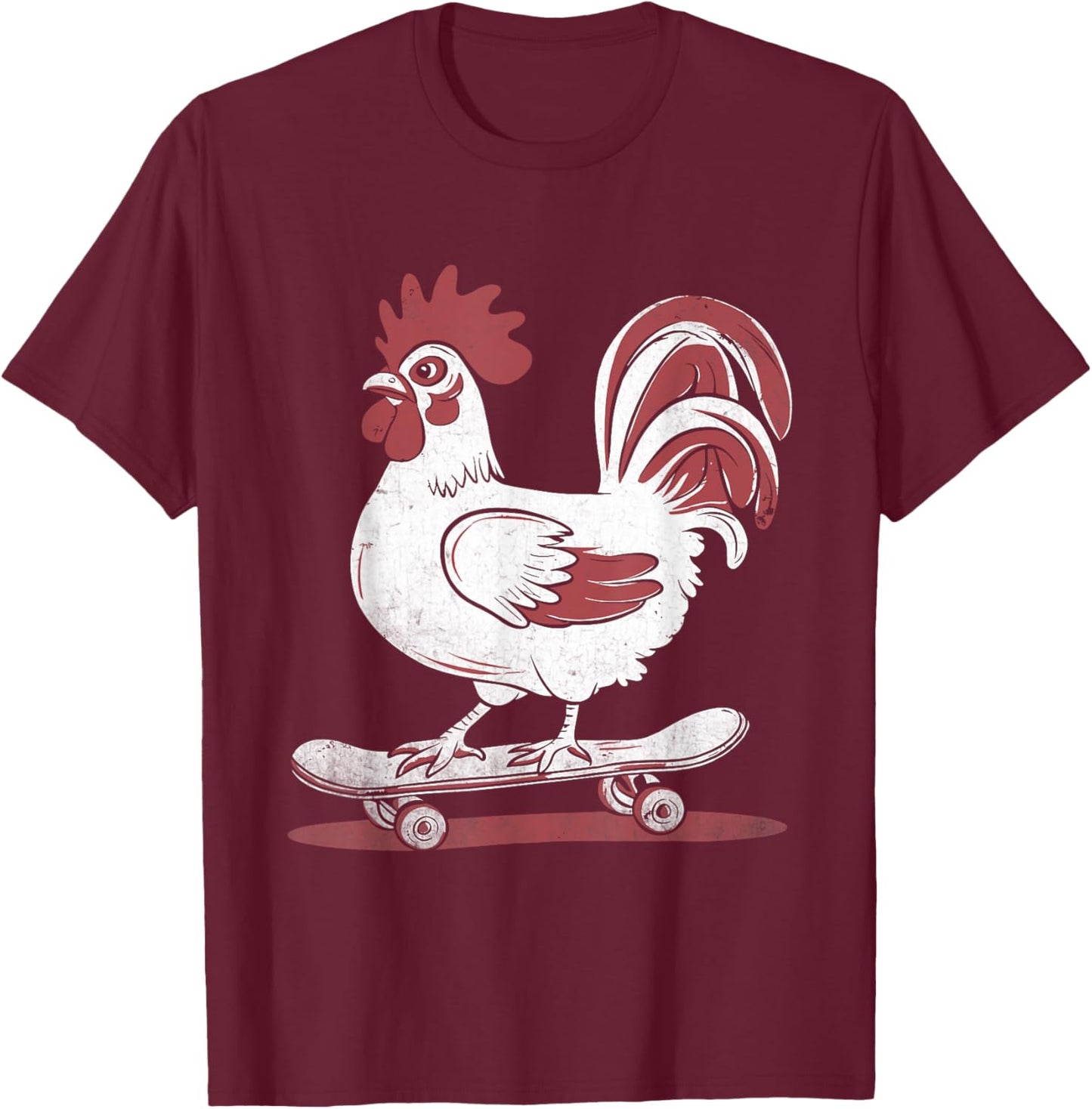 Chicken Skateboarder Skateboarding Skateboarder Skateboard T-Shirt - T-Shirt | Maroon